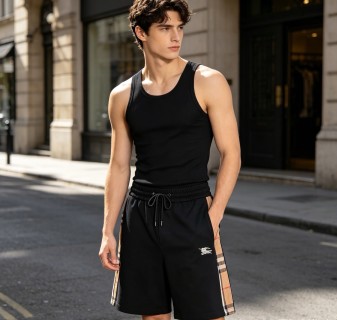 Burberry Black Check Stripe Shorts view 6