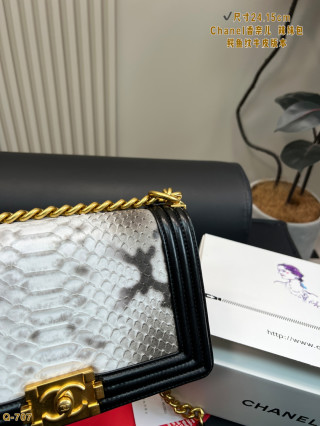 Chanel Le Boy Crossbody Bag - Black & White Python view 2