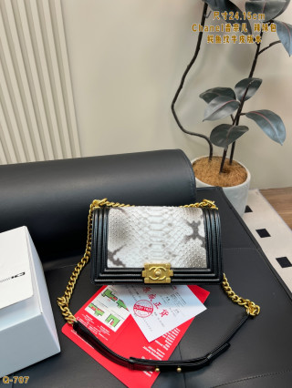 Chanel Le Boy Crossbody Bag - Black & White Python view 8