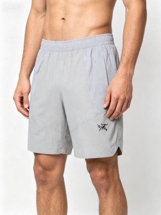 Light Grey Athletic Shorts with Mesh Panels view 2