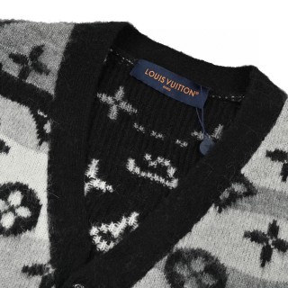 Louis Vuitton Monogram Mohair Blend Cardigan Black/Grey view 3