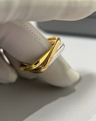 Trinity Pillow-Cushion Three-Band Gold Ring view 6