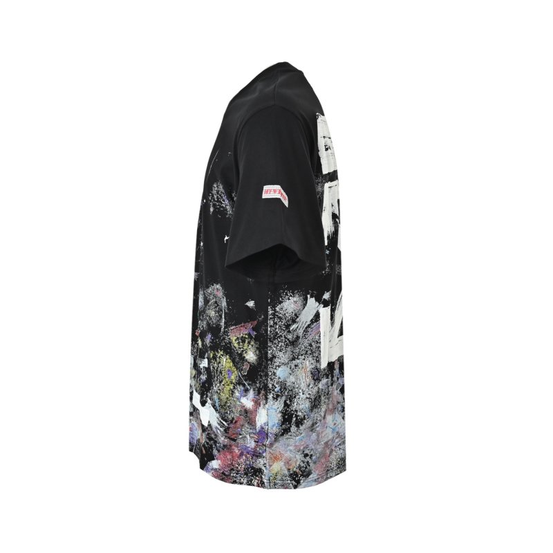 Black Oversized Graphic Print T-Shirt with Distressed Design view