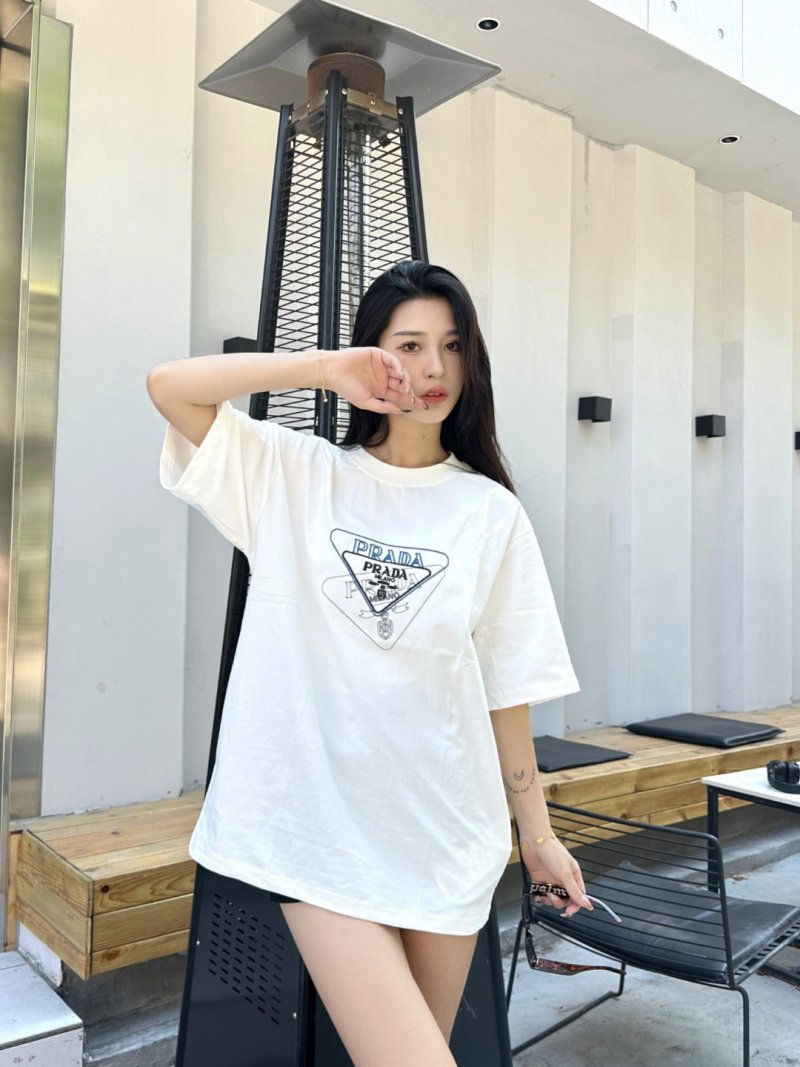 Prada Triangle Logo White T-Shirt