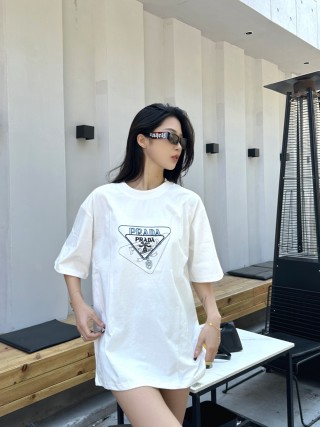 Prada Triangle Logo White T-Shirt view 2