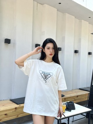 Prada Triangle Logo White T-Shirt view 3