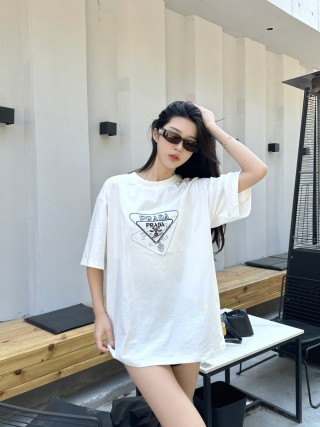 Prada Triangle Logo White T-Shirt view 4