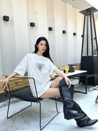 Prada Triangle Logo White T-Shirt view 5