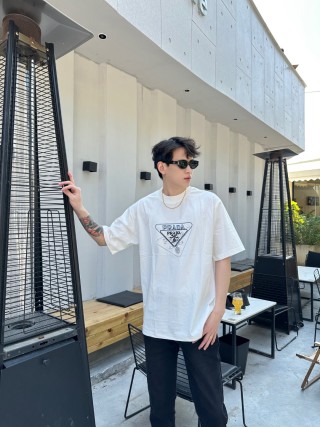 Prada Triangle Logo White T-Shirt view 6