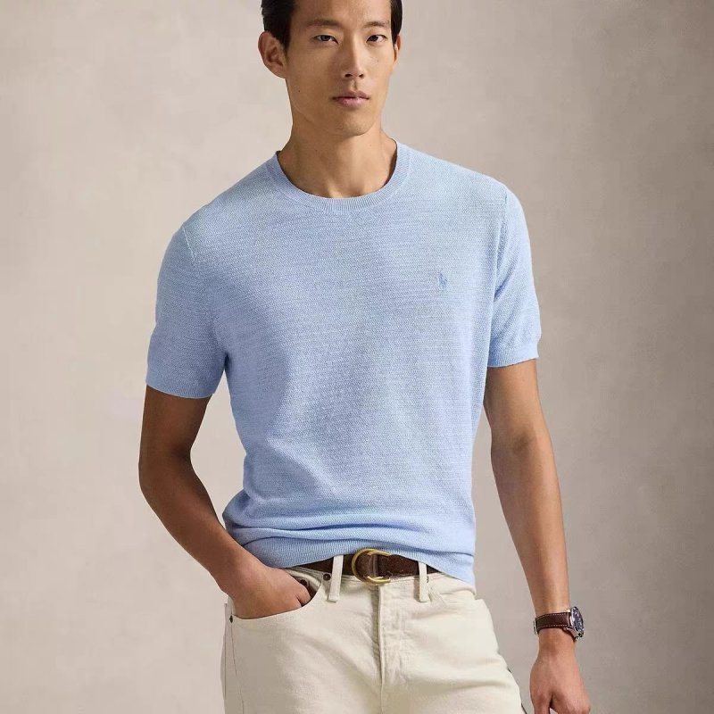 Men's Light Blue Crewneck Short Sleeve T-Shirt