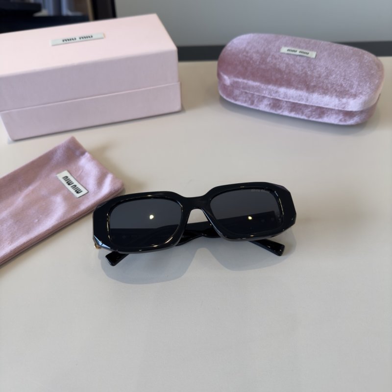 Miu Miu Black Oval Sunglasses with Metal Logo Detail view