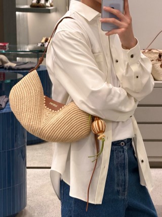 Loewe Cream Oversized Button-Up Shirt with Embroidered Chest Pocket view 7