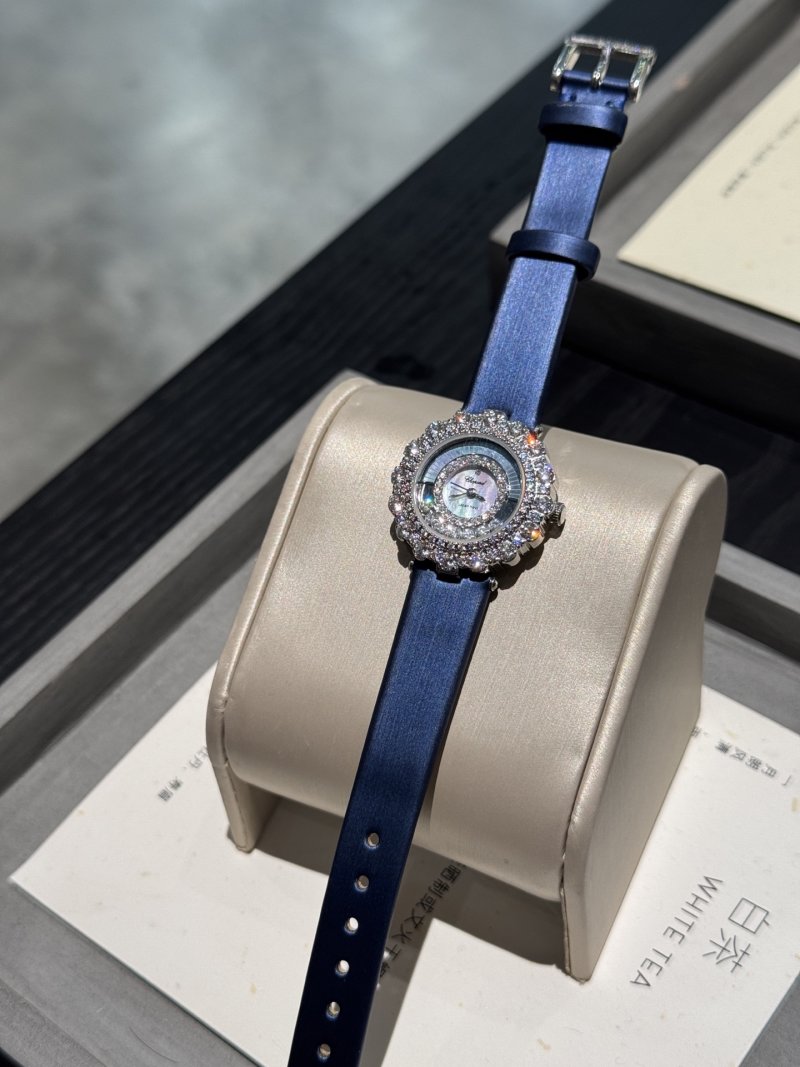 Chopard Happy Diamonds 30mm Blue Canvas Watch Replica