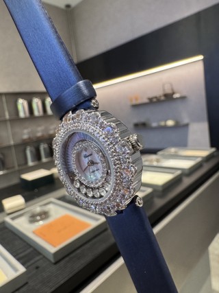 Chopard Happy Diamonds 30mm Blue Canvas Watch Replica view 3
