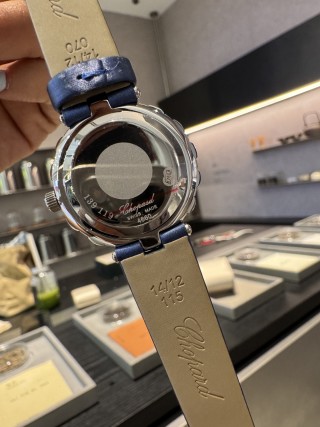 Chopard Happy Diamonds 30mm Blue Canvas Watch Replica view 5