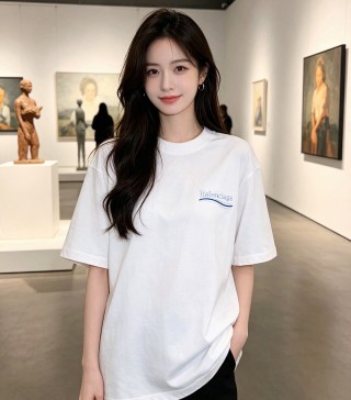 Balenciaga Wave Logo White T-Shirt view 3
