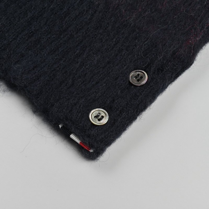 Navy Dachshund Knit Sweater with Striped Sleeves view