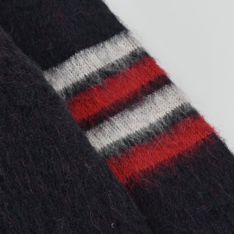 Navy Dachshund Knit Sweater with Striped Sleeves view