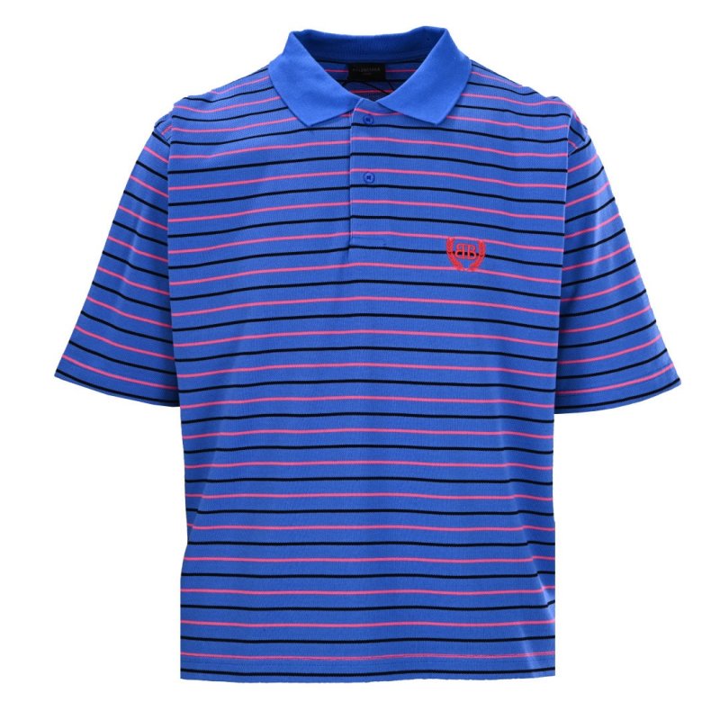 Blue Striped Short Sleeve Polo T-Shirt view