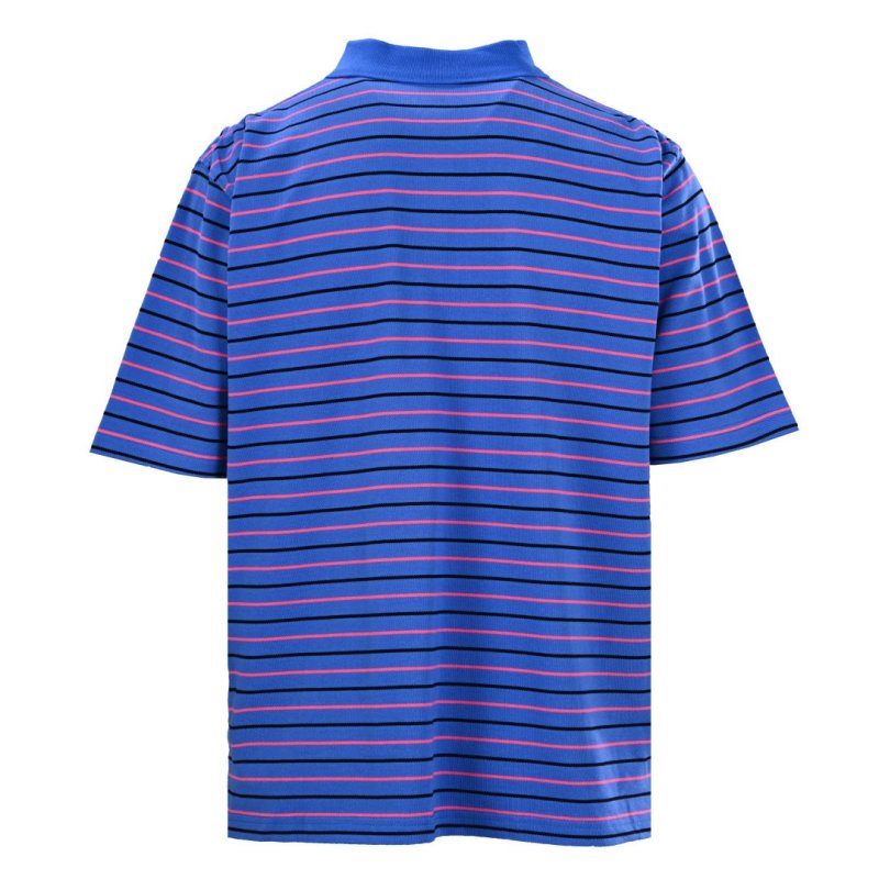 Blue Striped Short Sleeve Polo T-Shirt view