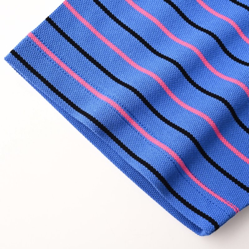 Blue Striped Short Sleeve Polo T-Shirt view