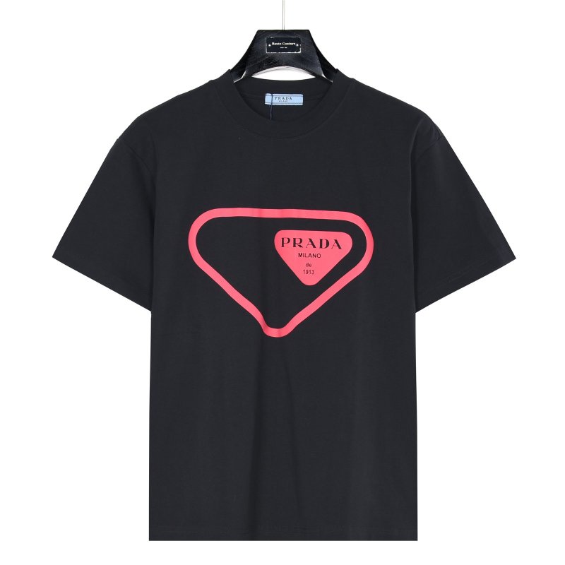 Prada Black Heart Logo T-Shirt Red Print view