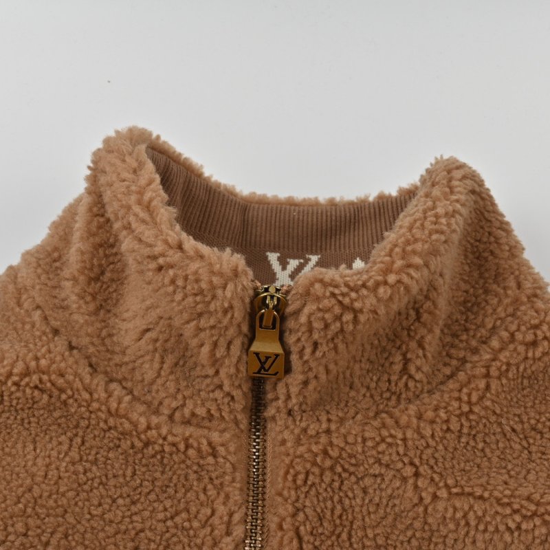 Camel Teddy Fleece Zip Jacket view