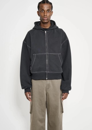 Essentials Fear of God Black Zip Hoodie Jacket view 1