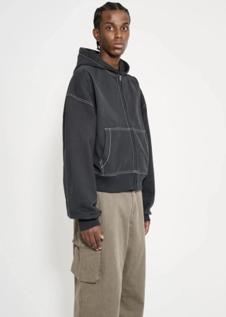 Essentials Fear of God Black Zip Hoodie Jacket view 3