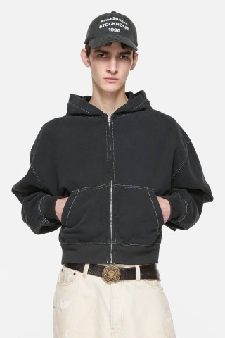 Essentials Fear of God Black Zip Hoodie Jacket view 6
