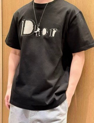 Dior Black Embroidered Logo T-Shirt view 1