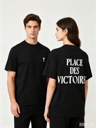 Ami Paris Place des Victoires Black T-Shirt view 1