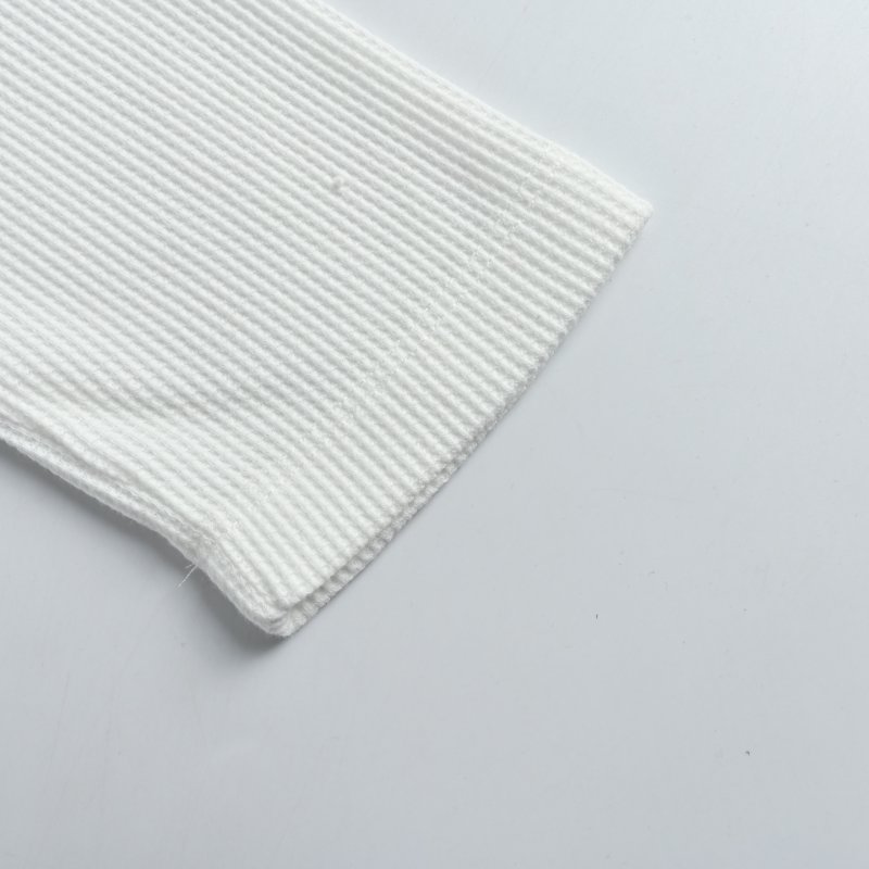 White Waffle Knit Long Sleeve Henley with Embroidered Cross view