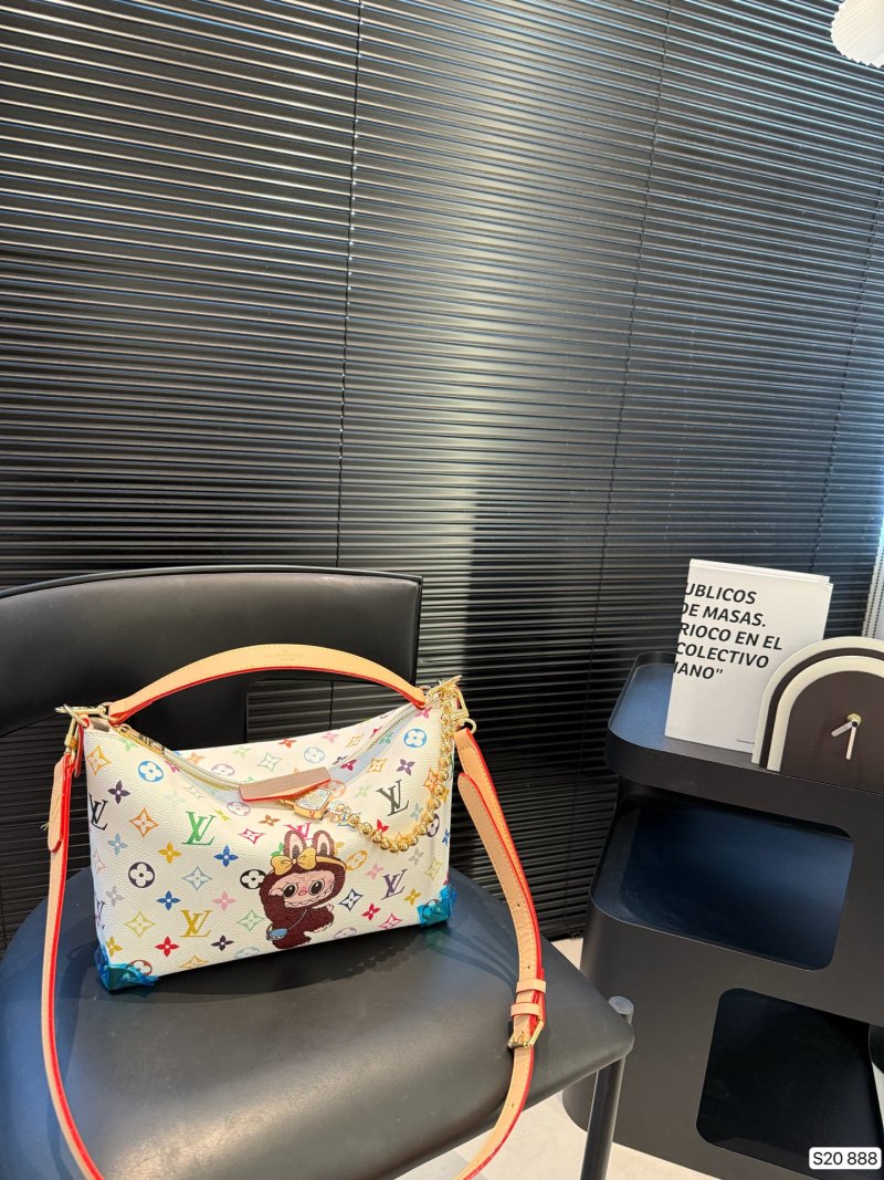 Louis Vuitton Monogram Canvas Underarm Bag with Neon Strap