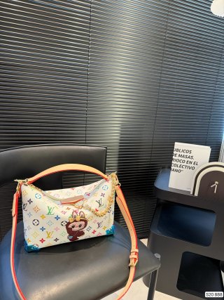 Louis Vuitton Monogram Canvas Underarm Bag with Neon Strap view 1
