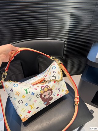 Louis Vuitton Monogram Canvas Underarm Bag with Neon Strap view 2