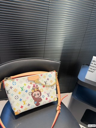 Louis Vuitton Monogram Canvas Underarm Bag with Neon Strap view 3