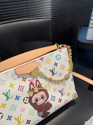 Louis Vuitton Monogram Canvas Underarm Bag with Neon Strap view 5