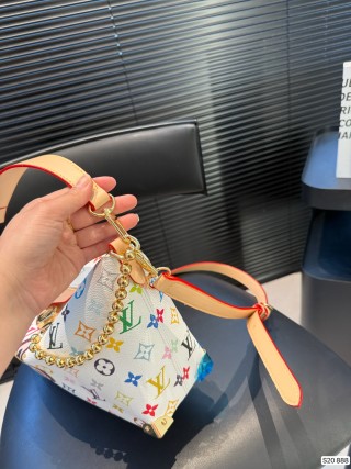 Louis Vuitton Monogram Canvas Underarm Bag with Neon Strap view 6