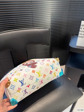 Louis Vuitton Monogram Canvas Underarm Bag with Neon Strap view 7