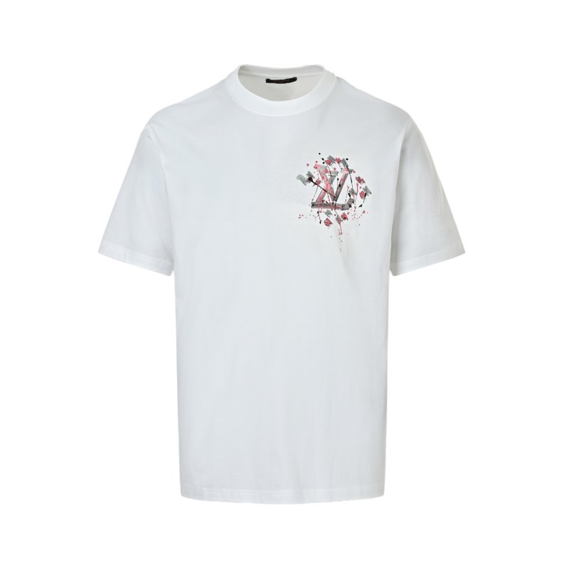 White Graphic Print Short Sleeve T-Shirt Pink Art Design view