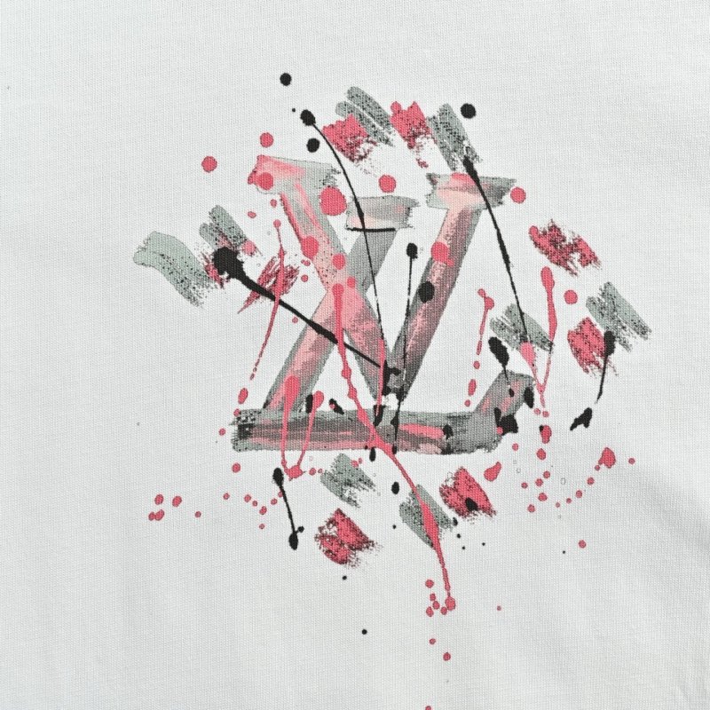 White Graphic Print Short Sleeve T-Shirt Pink Art Design view