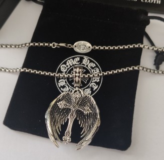 Chrome Hearts Angel Wings Cross Sterling Silver Pendant Necklace view 7