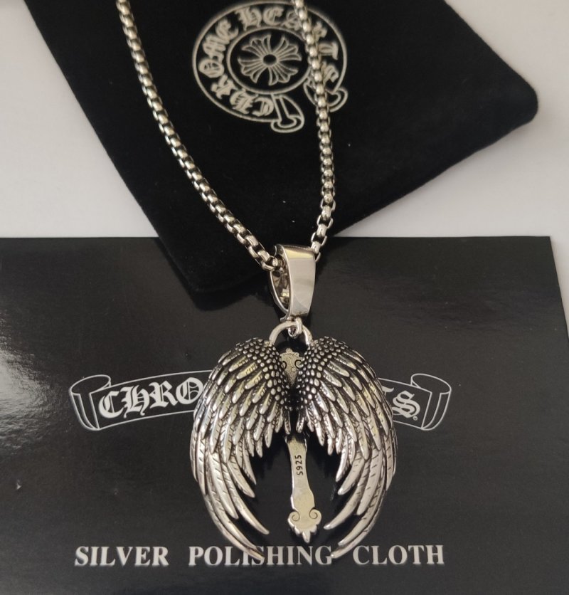 Chrome Hearts Angel Wings Cross Sterling Silver Pendant Necklace view
