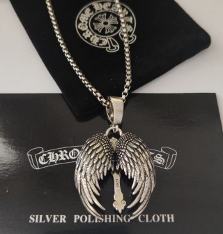 Chrome Hearts Angel Wings Cross Sterling Silver Pendant Necklace view 9