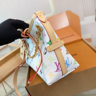 Louis Vuitton Carryall BB Monogram Chain Shoulder Bag White view 6