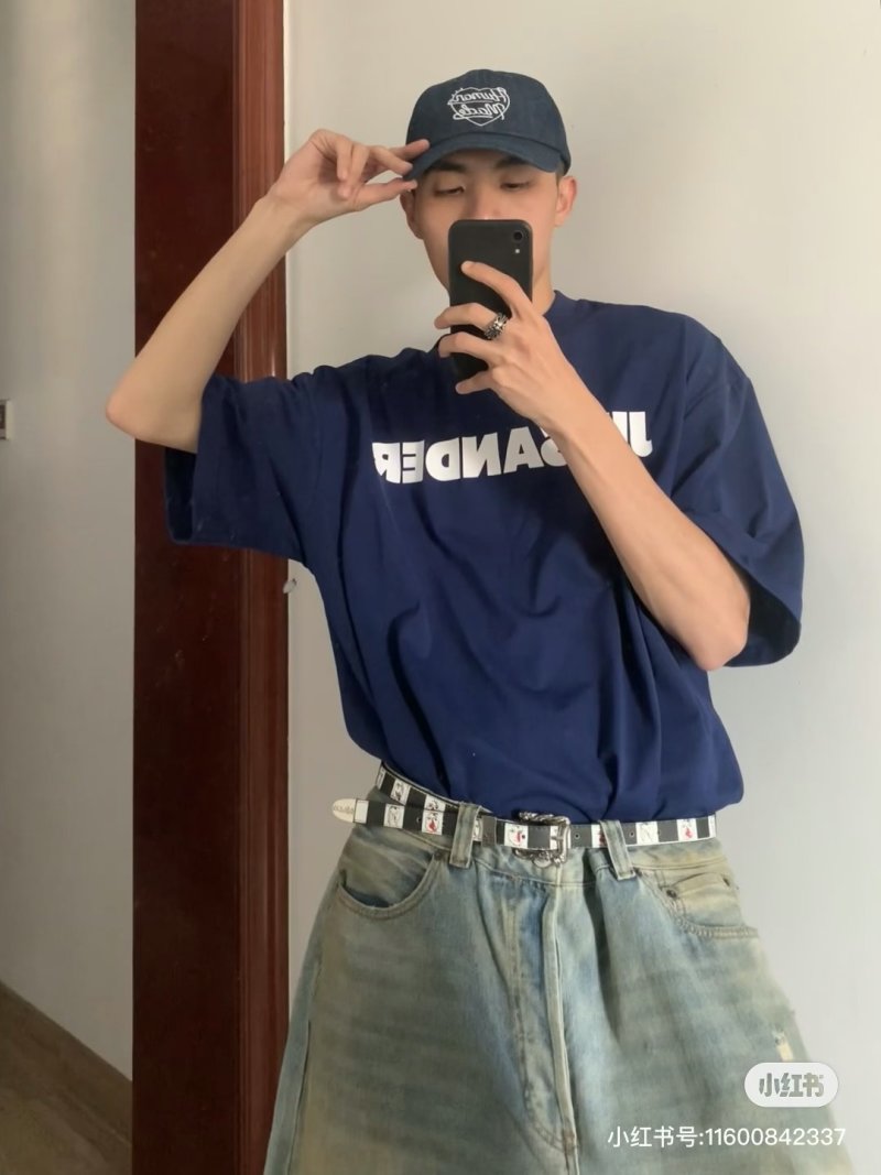 Navy Blue Oversized Graphic Print T-Shirt view