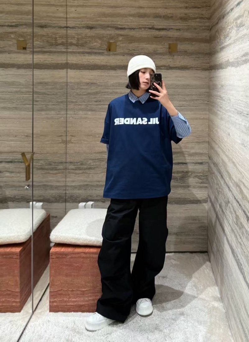 Navy Blue Oversized Graphic Print T-Shirt view