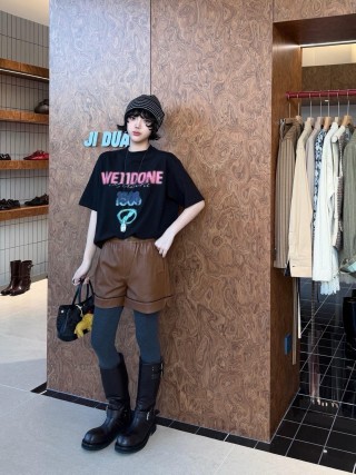 Black Oversized Graphic T-Shirt with Red Stripe Sleeves view 2