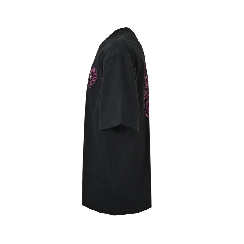 Black Oversized Short Sleeve T-Shirt with Pink Circle Logo view